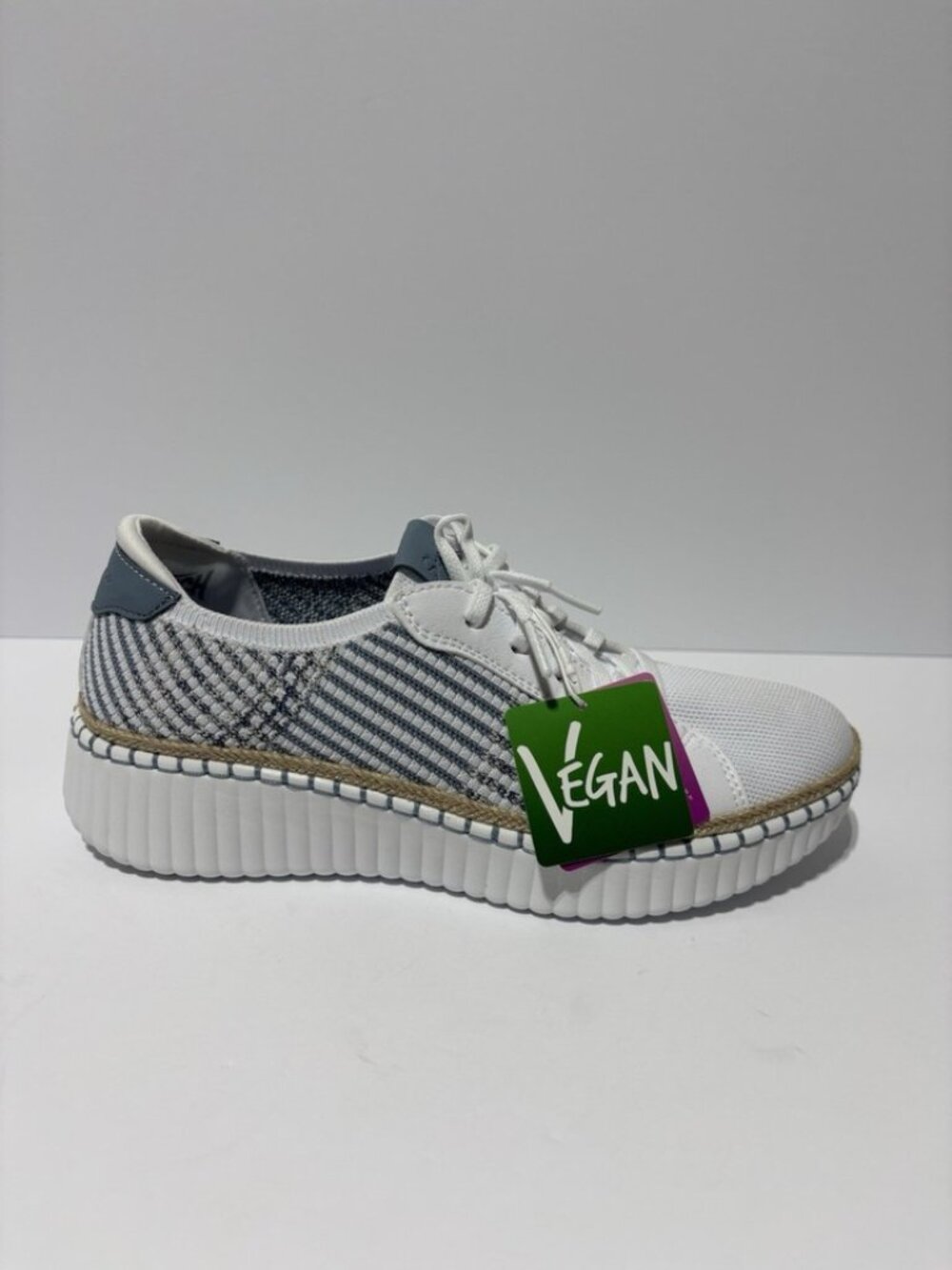 Skechers Women’s Wilshire BLVD Breezy Stroll White/Blue Slip-On Shoes, Size 10 M